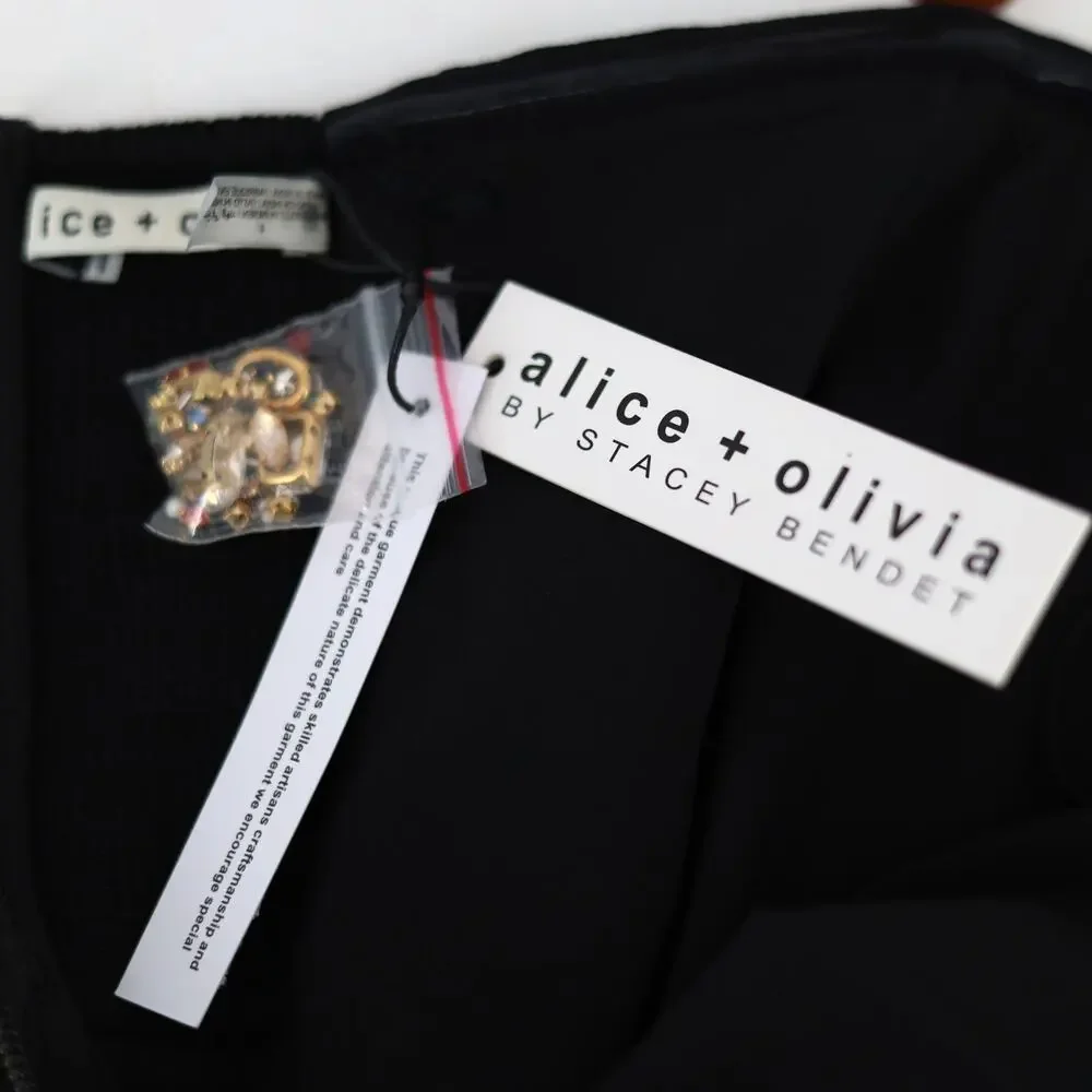 Alice and Olivia Women Black Embellished Iva Strapless Mini Dress Size US 4 - Picture 10 of 12